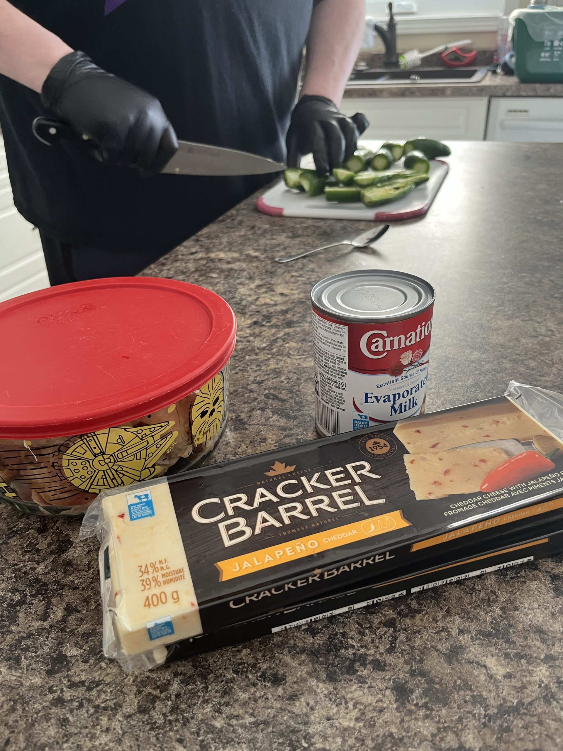 Some of our ingredients such as the evaporated milk for the restaurant queso and pepper jack cheese, cuz more cheese is better!
